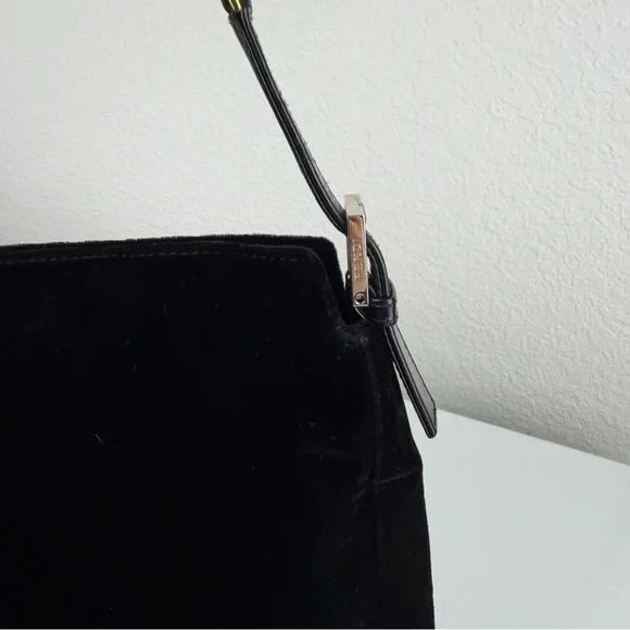 Fendi Vintage Mixed Metal Velvet Shoulder Bag Black Gold Silver - Picture 5 of 14